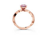 Rose gold Fancy Pink Radiant  Solitaire Twisted Band with Bead Prong Setting_397