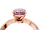 Rose gold Fancy Pink Radiant  Solitaire Twisted Band with Bead Prong Setting_398