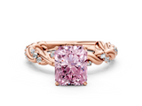 Rose gold Fancy Pink Radiant  Solitaire Twisted Band with Pavé Accents and Four-Prong Setting_3
