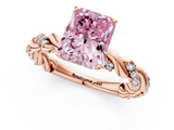 Rose gold Fancy Pink Radiant  Solitaire Twisted Band with Pavé Accents and Four-Prong Setting_4