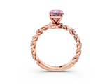 Rose gold Fancy Pink Radiant  Solitaire Twisted Band with Pavé Accents and Four-Prong Setting_6