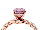 Rose gold Fancy Pink Radiant  Solitaire Twisted Band with Pavé Accents and Four-Prong Setting_7