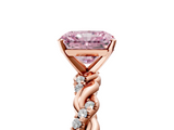 Rose gold Fancy Pink Radiant  Solitaire Twisted Band with Pavé Accents and Four-Prong Setting_8