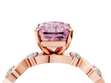 Rose gold Fancy Pink Radiant  Solitaire Twisted Band with Prong Setting 4