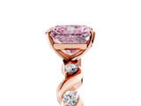 Rose gold Fancy Pink Radiant  Solitaire Twisted Band with Prong Setting 5