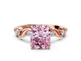 Rose gold Fancy Pink Radiant  Solitaire Twisted Band with Prong Setting
