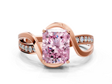 Rose gold Fancy Pink Radiant  Solitaire Twisted Band with Prong Setting_3