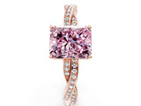 Rose gold Fancy Pink Radiant  Solitaire Twisted Pave Diamond Ring with Four-Prong Setting_12