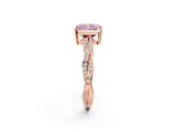 Rose gold Fancy Pink Radiant  Solitaire Twisted Pave Diamond Ring with Four-Prong Setting_82