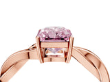 Rose gold Fancy Pink Radiant  Solitaire Twisted Pave Diamond Ring with Four-Prong Setting_84