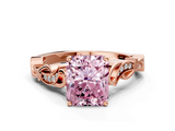 Rose gold Fancy Pink Radiant  Solitaire Vine Band with Milgrain Prong Setting_3