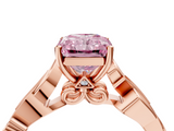 Rose gold Fancy Pink Radiant  Solitaire Vine Band with Milgrain Prong Setting_7