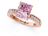 Rose gold Fancy Pink Radiant  Solitaire with Pavé Band and Four-Prong Setting_290