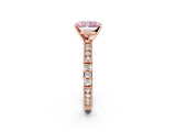 Rose gold Fancy Pink Radiant  Solitaire with Pavé Band and Four-Prong Setting_291