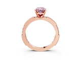 Rose gold Fancy Pink Radiant  Solitaire with Pavé Band and Four-Prong Setting_292