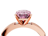 Rose gold Fancy Pink Radiant  Solitaire with Pavé Band and Four-Prong Setting_293