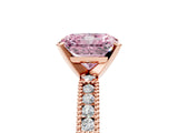 Rose gold Fancy Pink Radiant  Solitaire with Pavé Band and Four-Prong Setting_294