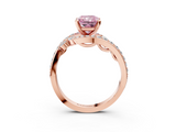 Rose gold Fancy Pink Radiant  Solitaire with Pavé Twist Band and Four-Prong Setting_57