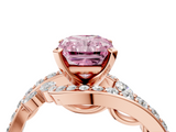 Rose gold Fancy Pink Radiant  Solitaire with Pavé Twist Band and Four-Prong Setting_58