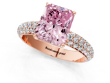 Rose gold Fancy Pink Radiant  Solitaire with Pave Band and Four-Prong Setting_4