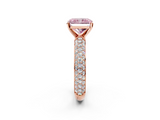 Rose gold Fancy Pink Radiant  Solitaire with Pave Band and Four-Prong Setting_5