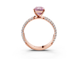 Rose gold Fancy Pink Radiant  Solitaire with Pave Band and Four-Prong Setting_6