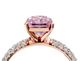 Rose gold Fancy Pink Radiant  Solitaire with Pave Band and Four-Prong Setting_7