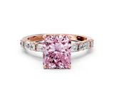 Rose gold Fancy Pink Radiant  Solitaire with Side Baguettes and Channel Set Band_45