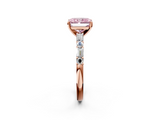 Rose gold Fancy Pink Radiant  Solitaire with Side Baguettes and Channel Set Band_47