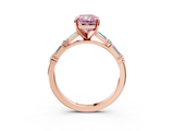 Rose gold Fancy Pink Radiant  Solitaire with Side Baguettes and Channel Set Band_48