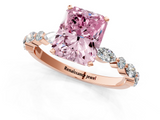 Rose gold Fancy Pink Radiant  Solitaire with Side Stones on a Pavé Band and Four-Prong Setting_24