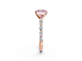 Rose gold Fancy Pink Radiant  Solitaire with Side Stones on a Pavé Band and Four-Prong Setting_25