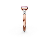 Rose gold Fancy Pink Radiant  Solitaire with Tapered Baguette Side Stones on a Classic Band with Four-Prong Setting_87