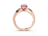 Rose gold Fancy Pink Radiant  Solitaire with Tapered Baguette Side Stones on a Classic Band with Four-Prong Setting_88