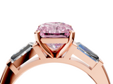 Rose gold Fancy Pink Radiant  Solitaire with Tapered Baguette Side Stones on a Classic Band with Four-Prong Setting_89