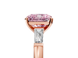 Rose gold Fancy Pink Radiant  Solitaire with Tapered Baguette Side Stones on a Classic Band with Four-Prong Setting_90