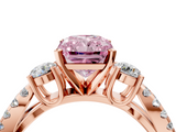 Rose gold Fancy Pink Radiant  Three-Stone Diamond Ring with Pavé Split Shank and Four-Prong Setting_83