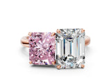Rose gold Fancy Pink Radiant  and Emerald Cut Toi Moi Ring with Prong Setting_46
