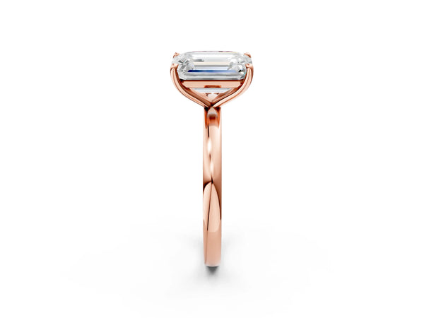 Rose gold Fancy Pink Radiant  and Emerald Cut Toi Moi Ring with Prong Setting