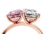 Rose gold Fancy Pink Radiant  and Emerald Cut Toi Moi Ring with Prong Setting_50