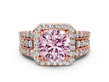 Rose gold Fancy Pink Round -Cut Halo Diamond Ring with Split Shank and Four-Prong Setting_18