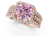 Rose gold Fancy Pink Round -Cut Halo Diamond Ring with Split Shank and Four-Prong Setting_19