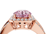 Rose gold Fancy Pink Round -Cut Halo Diamond Ring with Split Shank and Four-Prong Setting_22