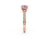 Rose gold Fancy Pink Round  Brilliant Cut Diamond Engagement Ring with Pavé Band and Four-Prong Setting_31