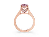 Rose gold Fancy Pink Round  Brilliant Cut Diamond Engagement Ring with Pavé Band and Four-Prong Setting_32