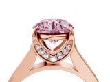 Rose gold Fancy Pink Round  Brilliant Cut Diamond Engagement Ring with Pavé Band and Four-Prong Setting_33