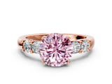 Rose gold Fancy Pink Round  Brilliant Cut Diamond Five-Stone Prong Set Engagement Ring with Channel Band