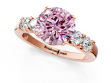 Rose gold Fancy Pink Round  Brilliant Cut Diamond Five-Stone Prong Set Engagement Ring with Channel Band_1