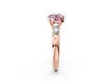 Rose gold Fancy Pink Round  Brilliant Cut Diamond Five-Stone Prong Set Engagement Ring with Channel Band_2
