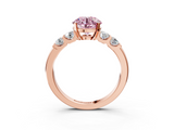 Rose gold Fancy Pink Round  Brilliant Cut Diamond Five-Stone Prong Set Engagement Ring with Channel Band_3